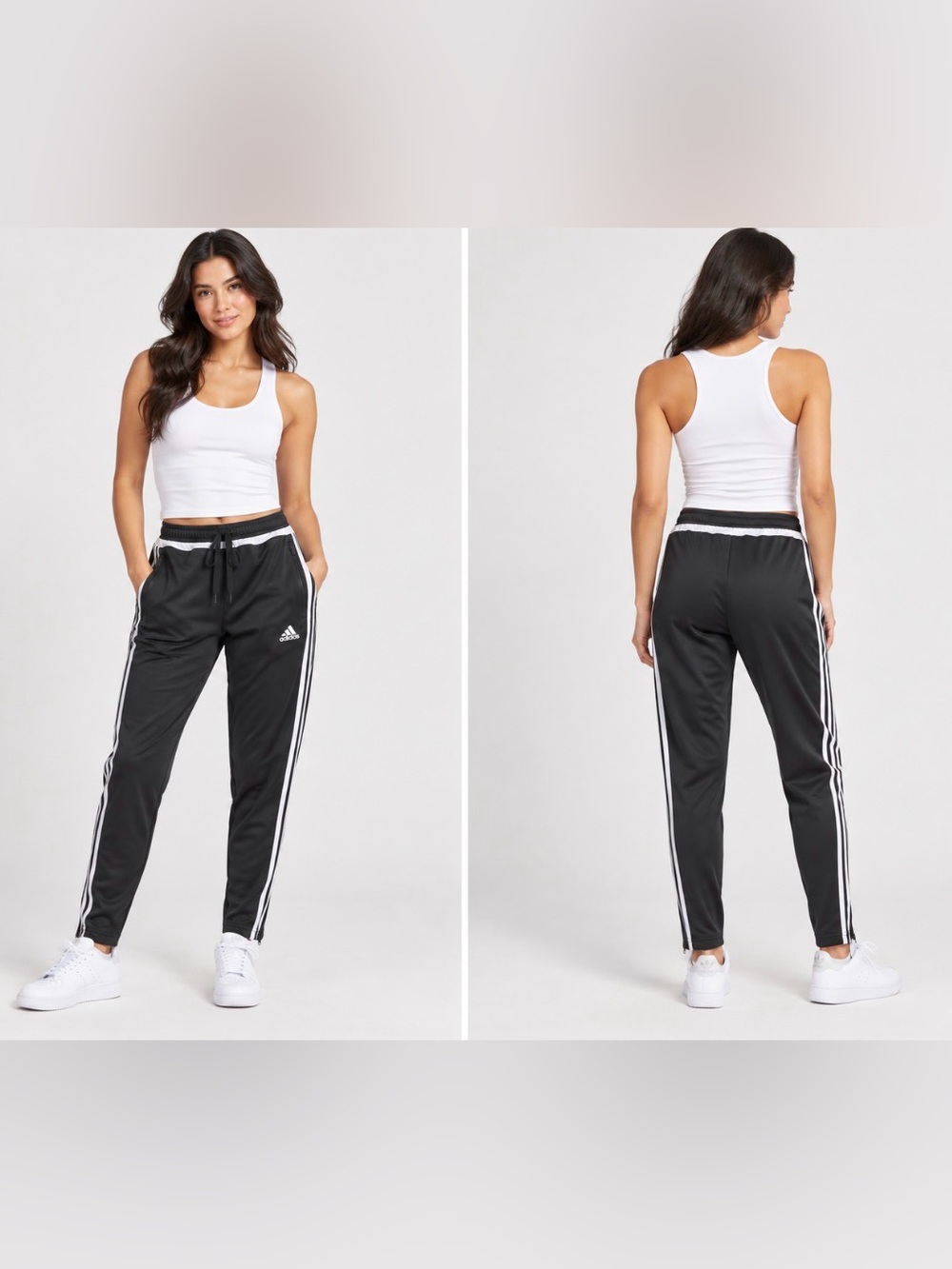 adidas Black Track Joggers with White Three-Stripes - Size XS